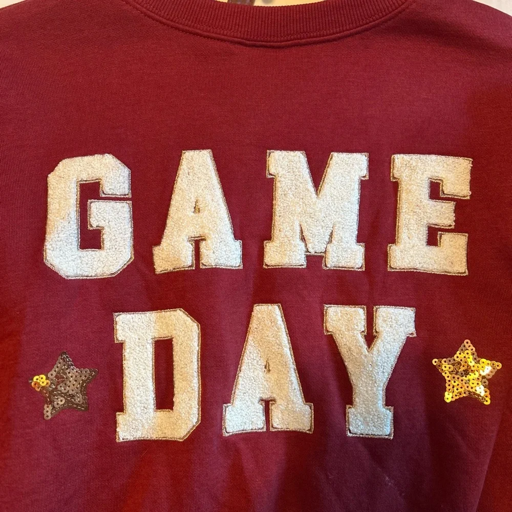 Football bling Game Day sweatshirt, burgundy, M - Picture 3 of 6